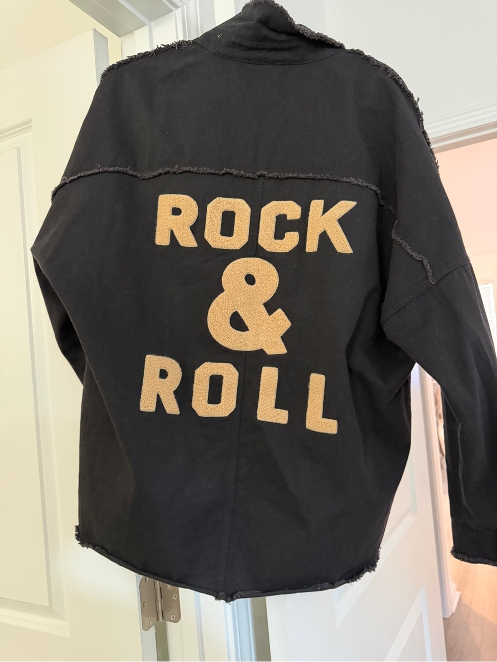 “Rock & Roll" Black Jacket with Tan Lettering